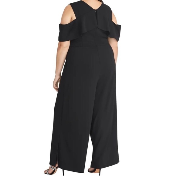 Rachel Rachel Roy Womens Roma Black Ruffled Wide-Leg Jumpsuit - Picture 2 of 5